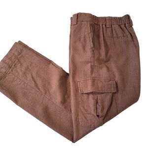 House of‎ Harlow 1960 Chocolate Brown Linen Cargo Pants, Size 10